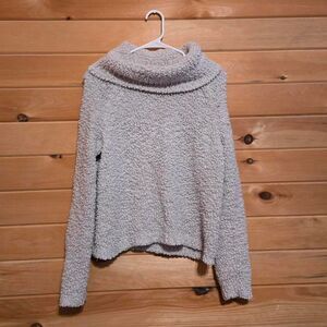 Women's Pink Republic Gray Soft Sherpa Tufted Turtleneck Cowlneck Sweater Large